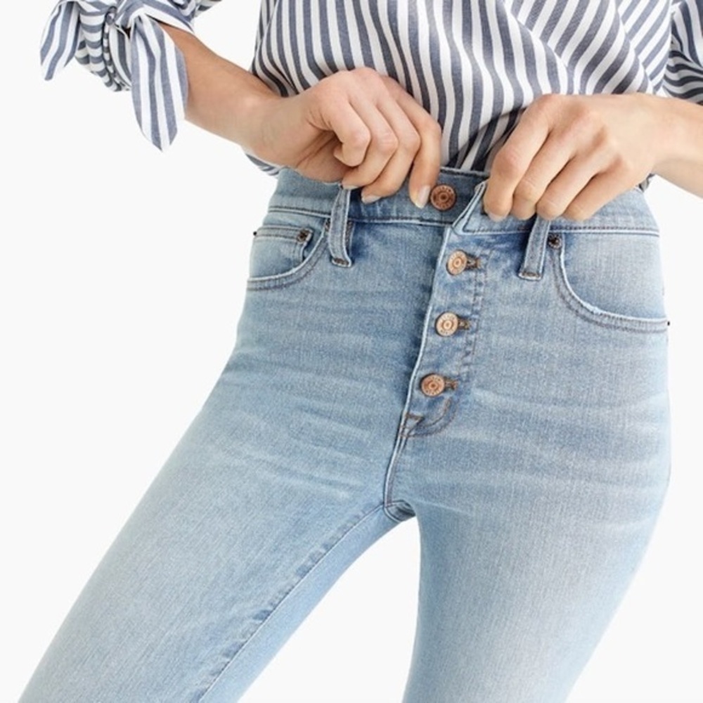 J.Crew Toothpick High Rise Toothpick Jeans Light Wash Button Fly Women 31